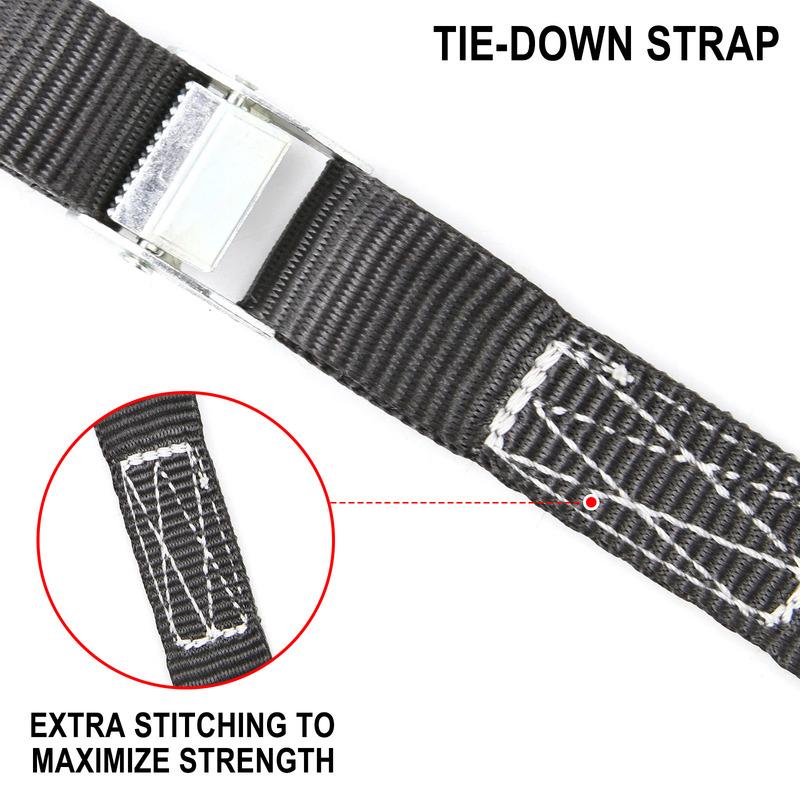 10Ft Lashing Strap Tie-Down Straps Belt Cargo Belt up to 1100lb For Car Motorcycle Vehicles Luggage With Metal Buckle and Bag Bl
