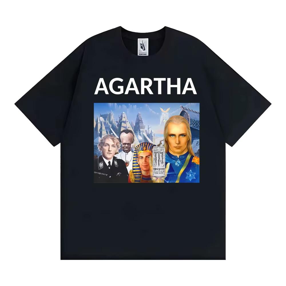 HollowEarth Agartha Meme Graphic T Shirts Unisex Women Hip Hop Vintage Style T Shirt Summer new Short Sleeve Comfort Tshirts