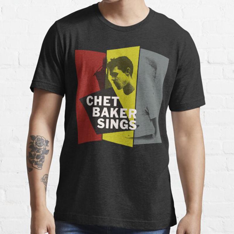 Мужская Модная Повседневная Футболка с Коротким Рукавом Chet Baker Sings Базовая Черная Футболка Оверсайз - Мужская Летняя Хлопковая Футболка с Принтом
