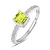 Natural Amethyst Sugar Cube Ring S925 Sterling Silver Inlaid Live Women's Ring Niche Topaz Peridot Jewelry