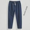 Men's Lightweight Linen Blend 9-Point Casual Trousers - Loose, Straight-Fit Summer Pants for Youth.