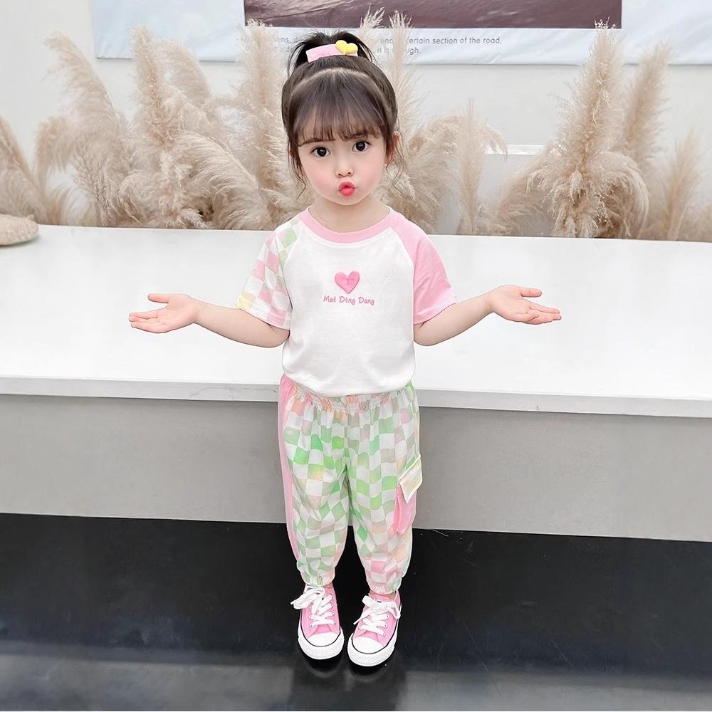 Girls Summer Short Sleeve Sporty Two Piece Outfit
