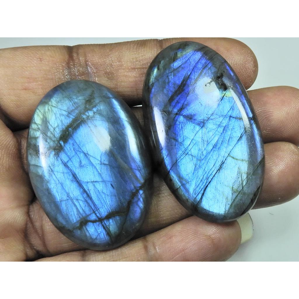 44-48 MM Natural Labradorite Multi Oval Cabochon Loose Gemstone 2 Pcs Lot D-198