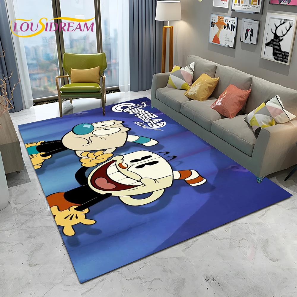 3D Cuphead Mugman Game Gamer HD ковер для дома, гостиной, спальни, дивана, коврик для двери, декор, детский игровой коврик, нескользящий напольный коврик