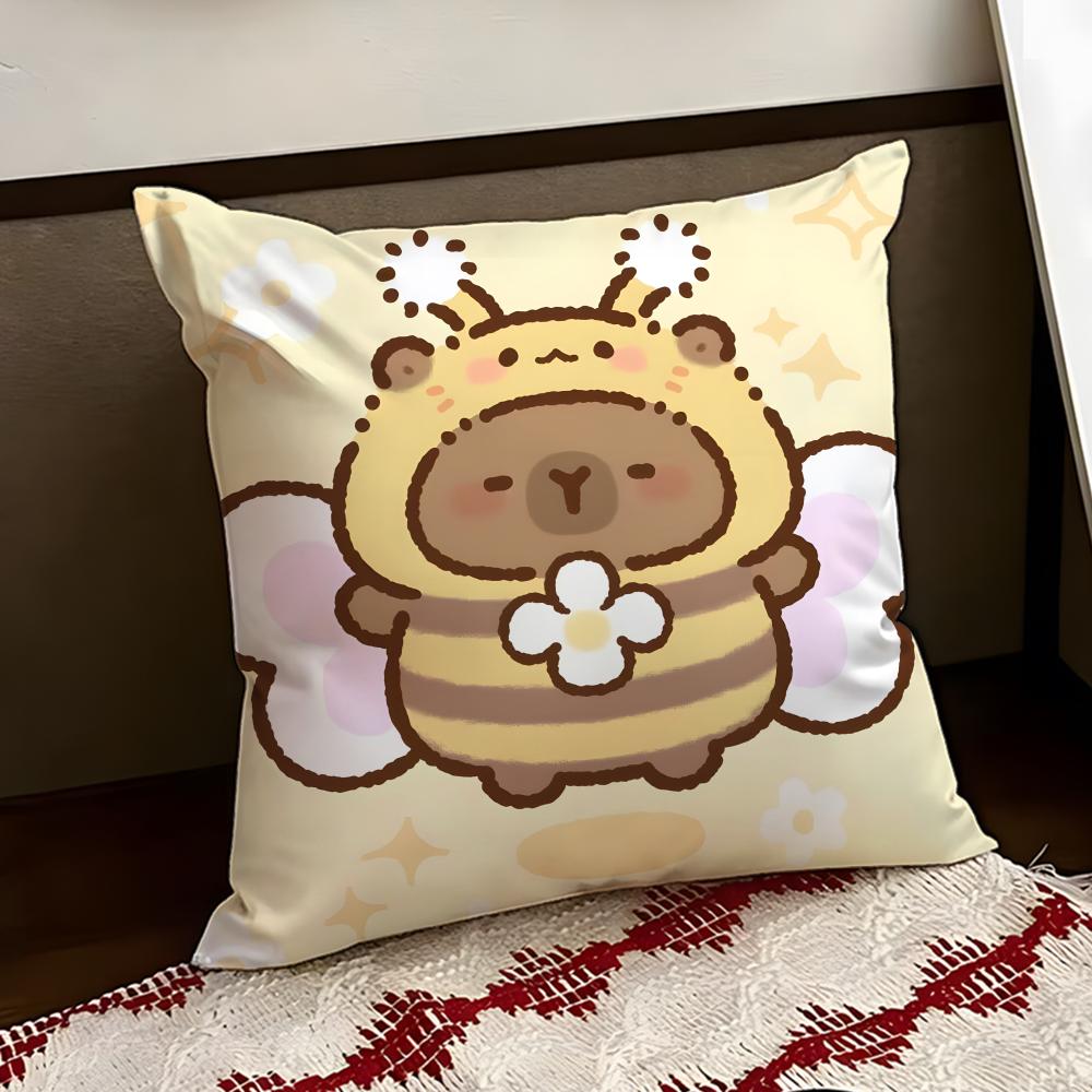 Cute CCapybara Cushion Cover Reversible Soft Durable Pillow Cover Home Car MultiScene Use for Daily Comfort