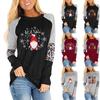 Women's Fashion Christmas Print Splicing Long Sleeve Round Neck Loose Tops