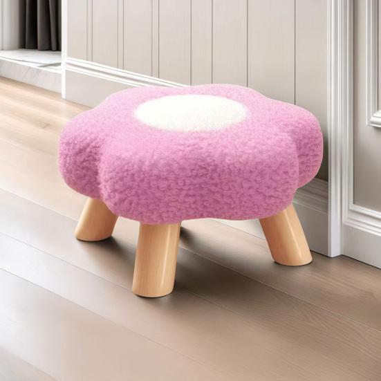 Цветочный табурет с деревянными ножками, подушка из облачного бархата, подставка для ног, табурет для гостиной, спальни, дивана, софы, под стол, мягкое сиденье, туалетный табурет