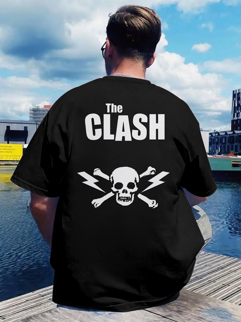Винтажная футболка с графикой рок-группы - Принт на спине THE CLASH - Легкая дышащая полиэстеровая рубашка для концертов