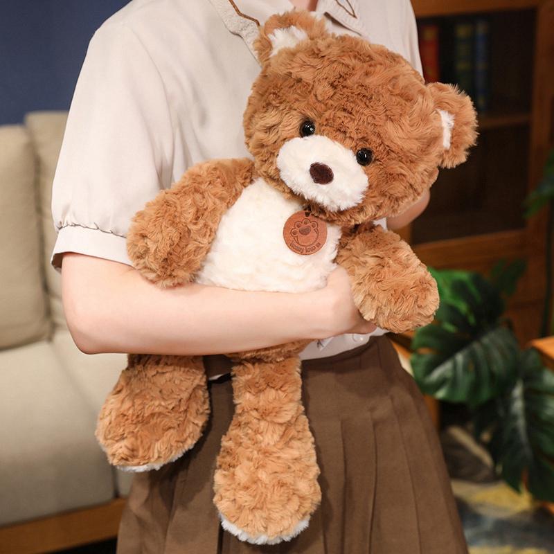 35/50/80CM Adorable Classic Bear Plush Toys Kawaii Bear Claw Tag Necklace Bear Plushie Pillow Stuffed Soft Dolls for Kids Girls Gift