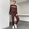 YYFS Женские модные брюки с длинным рукавом и круглым вырезом с буквенным принтом, спортивные костюмы