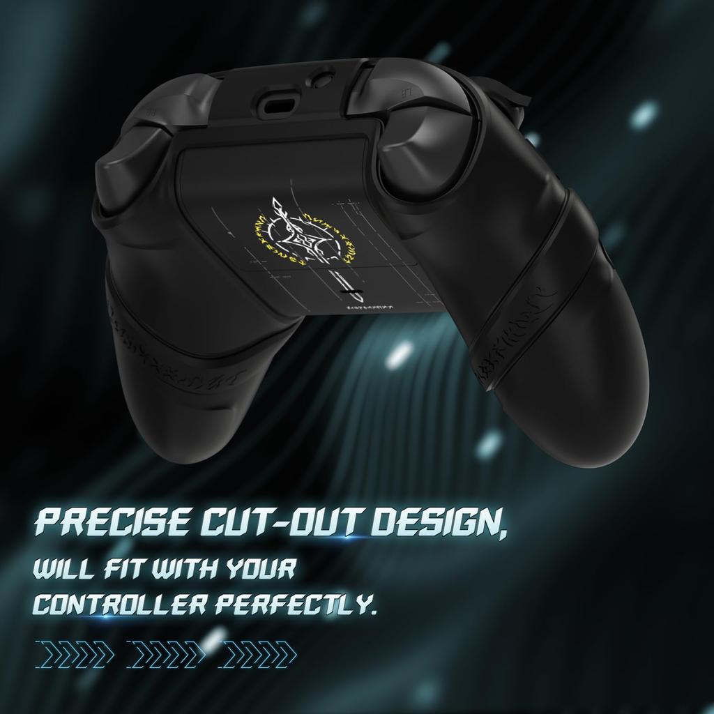Силиконовый чехол для контроллера PlayVital для Xbox Series X/S с накладками на стики и наклейками – Нескользящая накладка, амортизирующая – Издание «Руны» (черный)