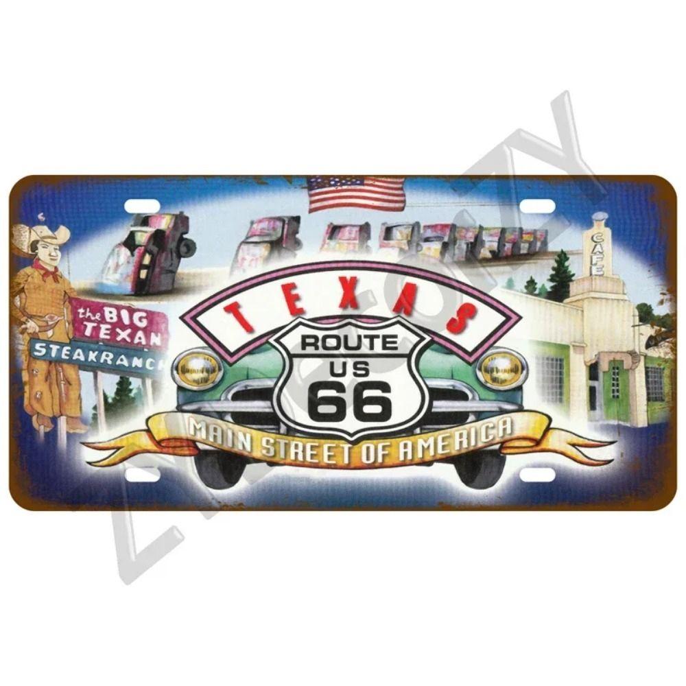 Винтажный Металлический Жестяной Знак Route 66 Машины Декор для Бара, Клуба, Шиномонтажа