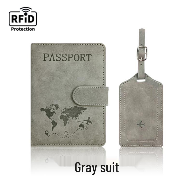 Набор: меняющий цвет держатель для паспорта из ПУ кожи и багажная бирка с RFID-защитой