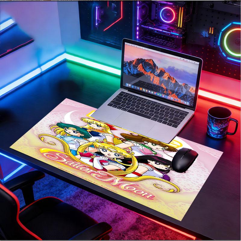 Custom Name Personalized Sailor Moon Pattern Mousepad, Laptop PC Desk Mat, Decorative Desk Mat for Home Keyboard Pad Gift