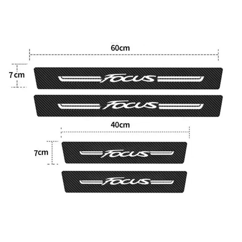 Carbon Fiber Car Door Sill Anti Kick Sticker Rear Bumper Trunk Scratch Guard Decals For Ford Focus Logo Exterior Accessories
