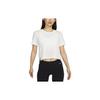 Solid Color Side Slit Crew Neck Short Sleeve T-Shirt Women Tops Sail-White DM7026-133