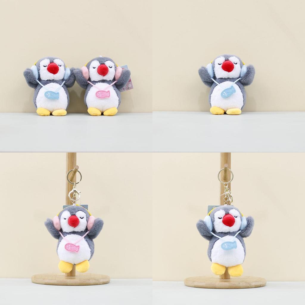 Adorable Plush Penguin Keychain Cute Cartoon Headphone Holder Fluffy Doll Accessory