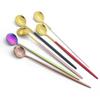 6 шт., ложка для перемешивания кофе, набор столовых приборов, цветные чайные ложки для сока, столовая посуда, ложка для мороженого с длинной ручкой, посуда, кухонные принадлежности