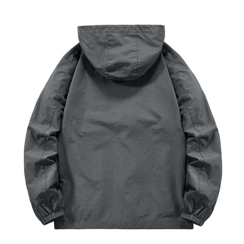 Весенне-осенняя ветровка, мужская верхняя одежда с капюшоном, пальто, мужская свободная повседневная тонкая куртка на молнии на молнии, модная одежда для альпинизма