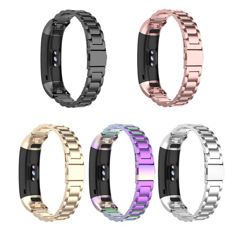 For Honor Band 4/5 Stylish Watch Band Stainless Steel 3 Beads Replacement Wrist Strap with Buckles