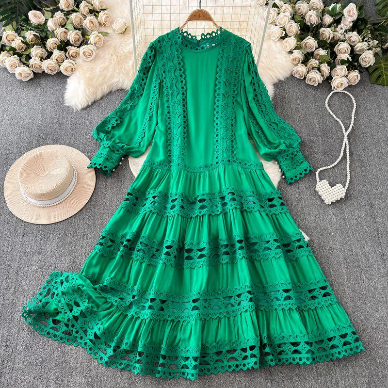 Vintage Court Style Summer New Arrival Embroider Dress