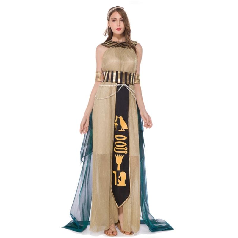 Egyptian Costume Set for Man Woman Dress Up Egyptian Collar Headpiece Wristbands Belt Halloween Cosplay Decoration