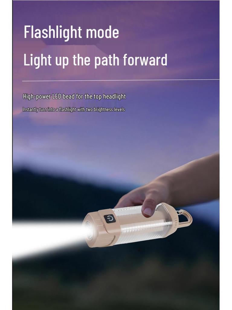 Tri-Color Rechargeable Retro Camping Lantern & Flashlight Combo