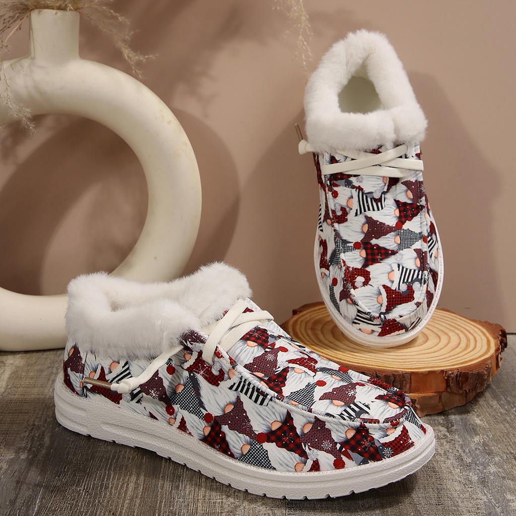 Женские ботинки Зимние Новые Толстая подошва Снежные ботинки Женские Плюс Бархат Утолщенные Волосатые Хлопковые туфли Женские Повседневные Принтованные Кроссовки