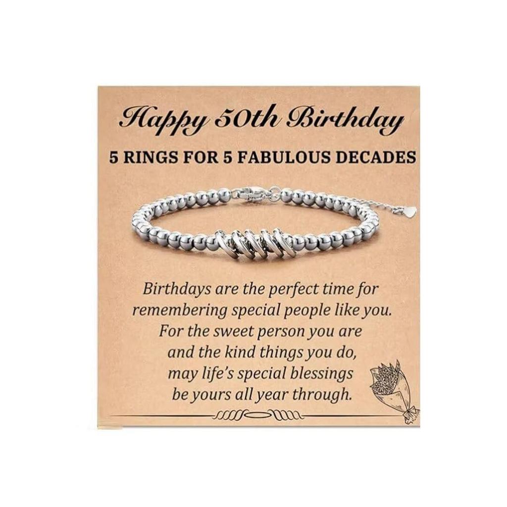 Ladies Silver Bead Bracelet Birthday Gift Adjustable Chain Ring Bracelet 4mm Silver Bead Ring Birthday Bracelet