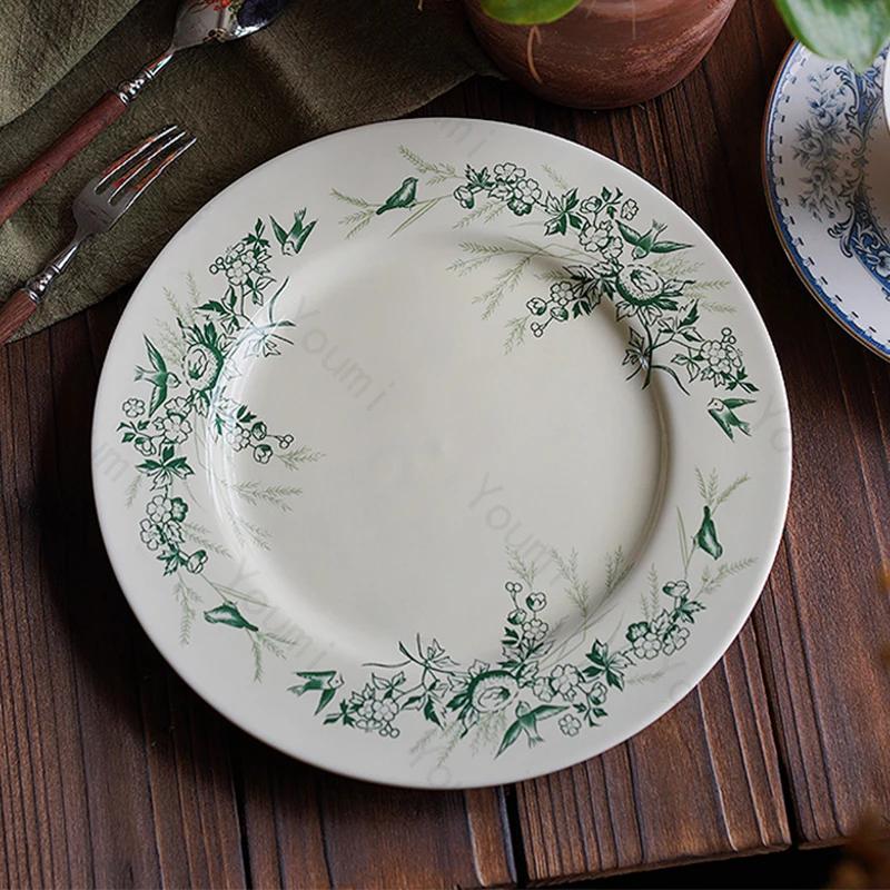 Винтажные керамические тарелки во французском стиле Послеобеденный чай Закуски Десерты Вкусные блюда Обеденная тарелка Изысканная бытовая посуда