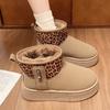 Lucyever Leopard Print Faux Suede Snow Boots Women Anti Slip Thicken Plush Winter Botas Mujer Platform Warm Ankle Boots Woman