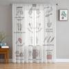 Kitchen Utensils Shelf Sheer Curtains For Living Room Bedroom Decoration Transparent Chiffon Tulle Voile Kitchen Window Curtain