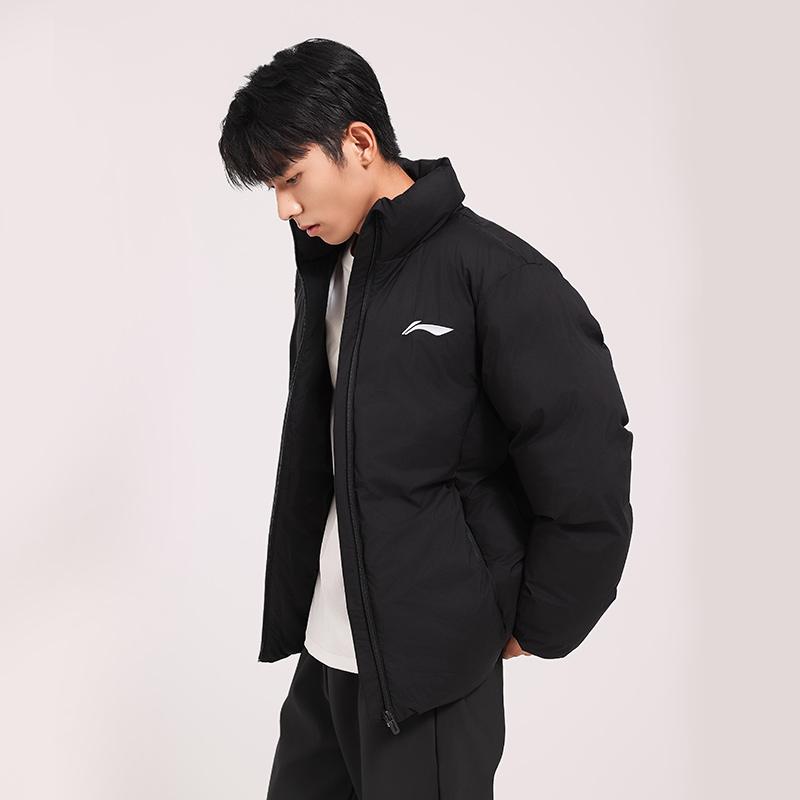 Теплая куртка-стойка серии Li Ning для настольного тенниса, удобная и универсальная, с длинным рукавом, из хлопка, унисекс, черная AJMU293-1