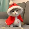 Funny Cat Christmas Costume Santa Cosplay Pet Christmas Cape Dress Up Clothes Warm Red Scarf Cloak With Hat Pet Accessories