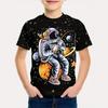 Summer Cartoon Astronaut Round Neck Short Sleeve Pattern T-shirt Fun Children's Clothing Boy's T-shirt