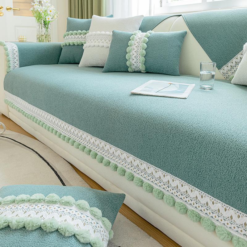 New Chenille Sofa Cushion for All Seasons, Fresh and Non-slip Ins Fabric Living Room Sofa Cover Cover