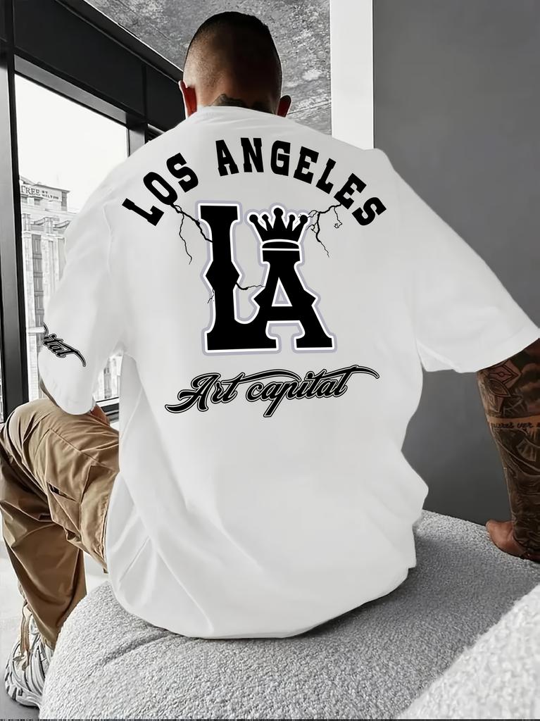 2026 Unisexs Casual Tshirt Printed with Letters and Large La Print Comfortable Breathable Microshell Home and Outdoor Sports Tees