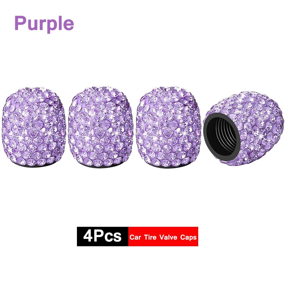 DSYCAR 4Pcs Crystal Rhinestone Universal Car Tire Valve Caps Attractive Dustproof Bling Car Accessories Valve Stems 1
