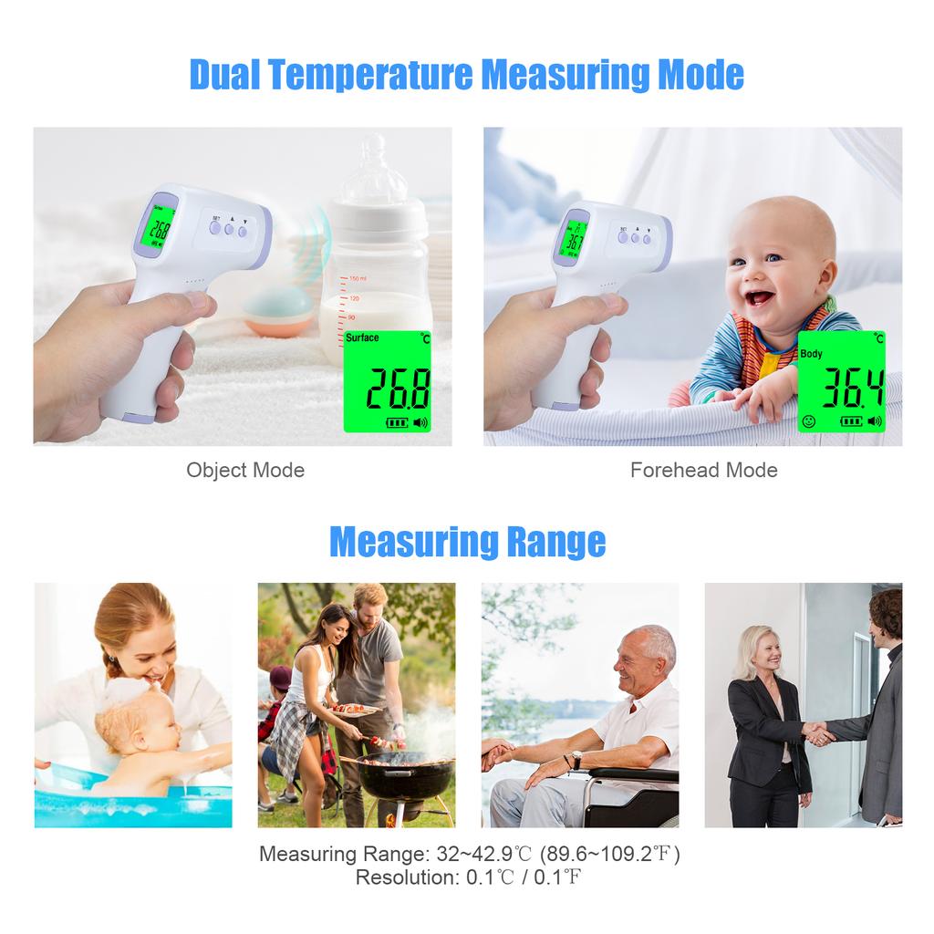 Digital Infrared Forehead Thermometer Non-Contact IR Thermometer Handheld LCD Digital Temperature