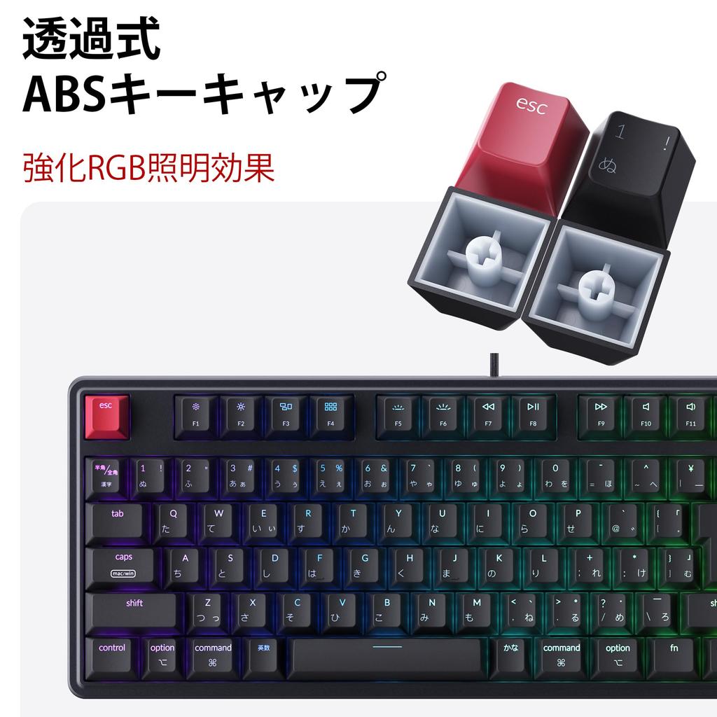 Keychron C3 Pro 8K RGB TKL JIS Layout QMK Wired Custom Mechanical Keyboard with LED Transparent Compatible with Windows and Brown Switches 80%