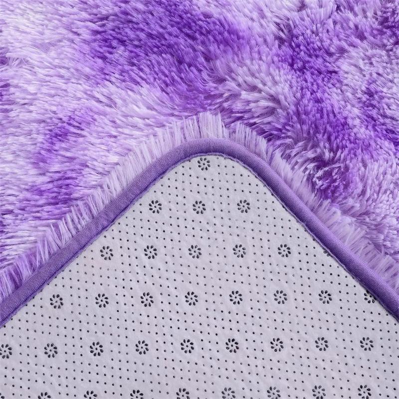 Fluffy Runner Rugs for Bedroom Living Room Soft Shag Rug Tie-Dye Gradient Silk Wool Carpet Soft Plush Area Carpet
