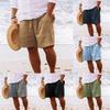Men's Shorts Cotton Linen Summer Drawstring Elastic Waist Straight Leg Solid Colour Comfortable Breathable Short Daily Beach