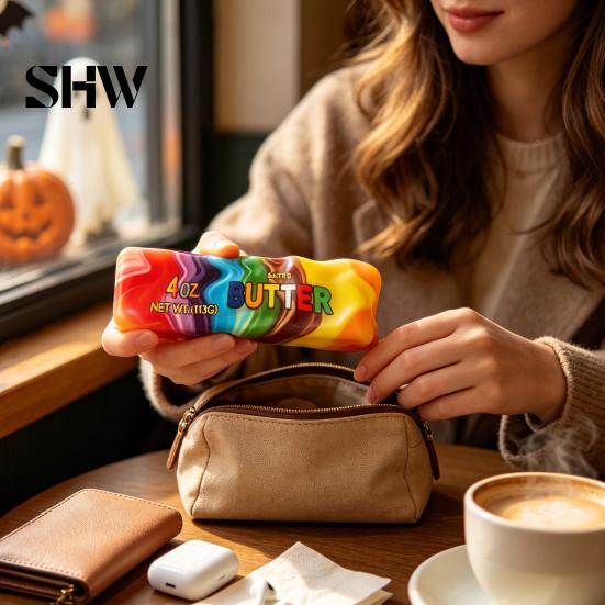 Butter Stick Sensory Toy Halloween Stress Relief Squeeze Toy, Colorful Slow Bar-shaped Fidget Rise Desk Party Favors for Adults Kids Toys