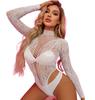 Страстное Сексуальное Боди из Жакардовой Сетки с Открытой Спиной и Бикини