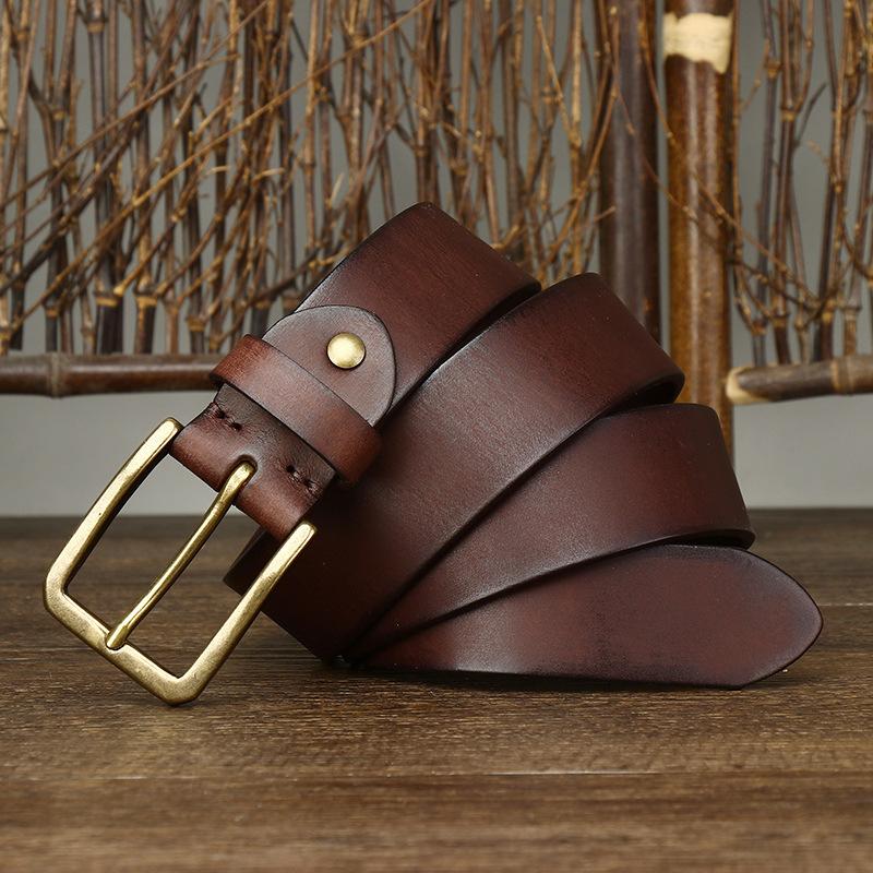 Belt Men's First Layer Cowhide Leather Pin Buckle Belt Men's Casual All-Match Young and Middle-Aged Korean Style Trendy Pant Belt