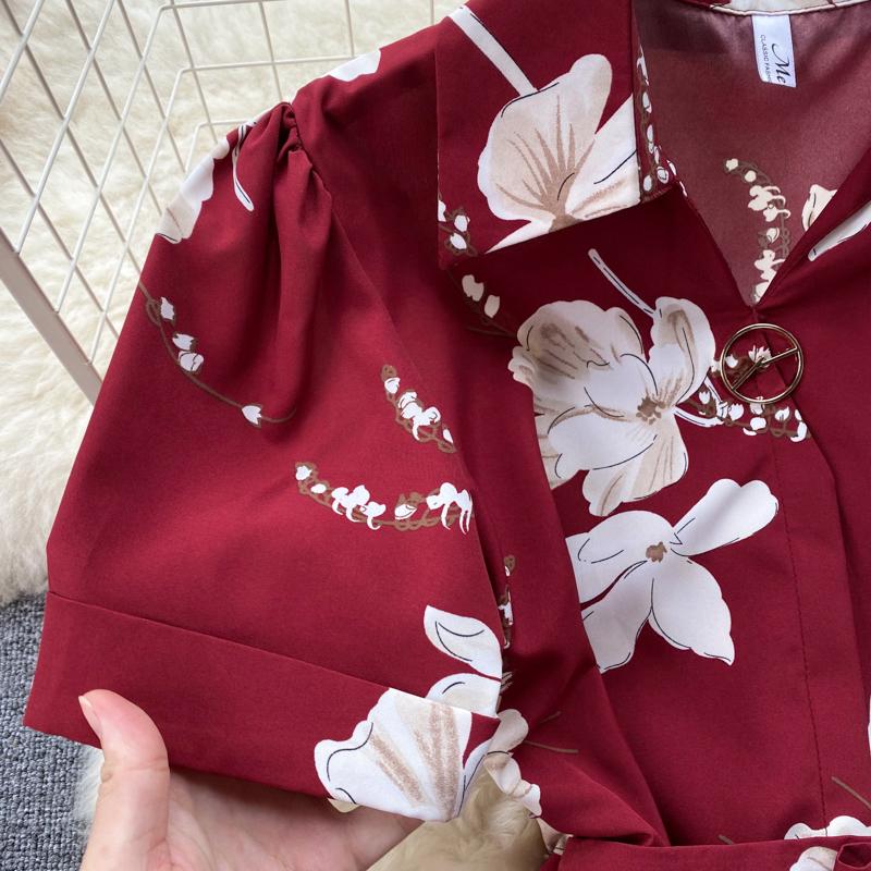 RUGOD Платье в праздничном стиле на шнуровке с принтом на талии. Летнее женское шикарное французское платье средней длины с короткими рукавами.