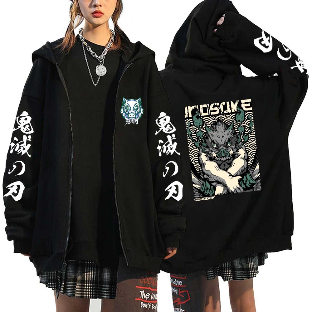 Demon Slayer Zipper Sweatshirts Zip Up Hoodie Anime Hoodies Unisex Hip Hop Streetwear Nezuko Kamado Graphic Y2K Clothes