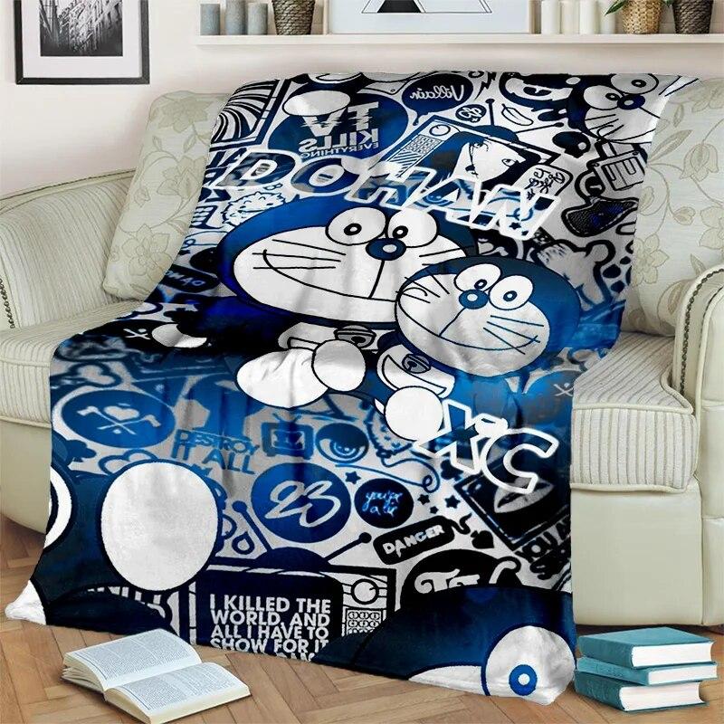 3D Printing D-Doraemon Anime Cartoon Blanket,Soft Throw Blanket for Home Bedroom Bed Sofa Picnic Travel Office Cover Blanket Kid