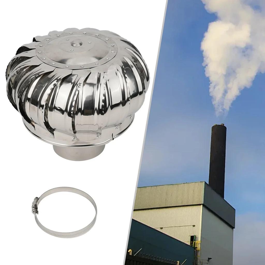 Вращающийся колпак дымохода из нержавеющей стали защищает дымоходную трубу, вентиляционное устройство для дымоудаления, влагозащищенный вентилятор