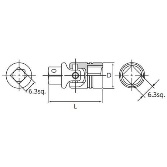 Kyoto Machine Tool Nepros Универсальный шарнир NBJ2 (КТК) 6.3mm (1/4 дюйма)